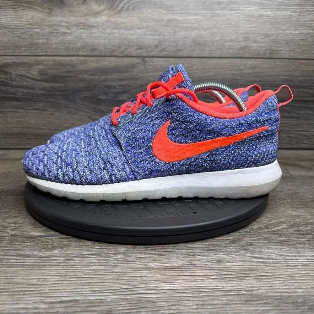 Nike Mens Blue Flyknit Rosherun 677243-500 Lace Up Low Top Shoes Size 9.5